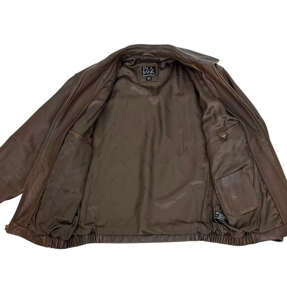 Jos. A. Banks Signature Collection Men's Brown 100% Leather Bomber Jacket Size L - Picture 4 of 12